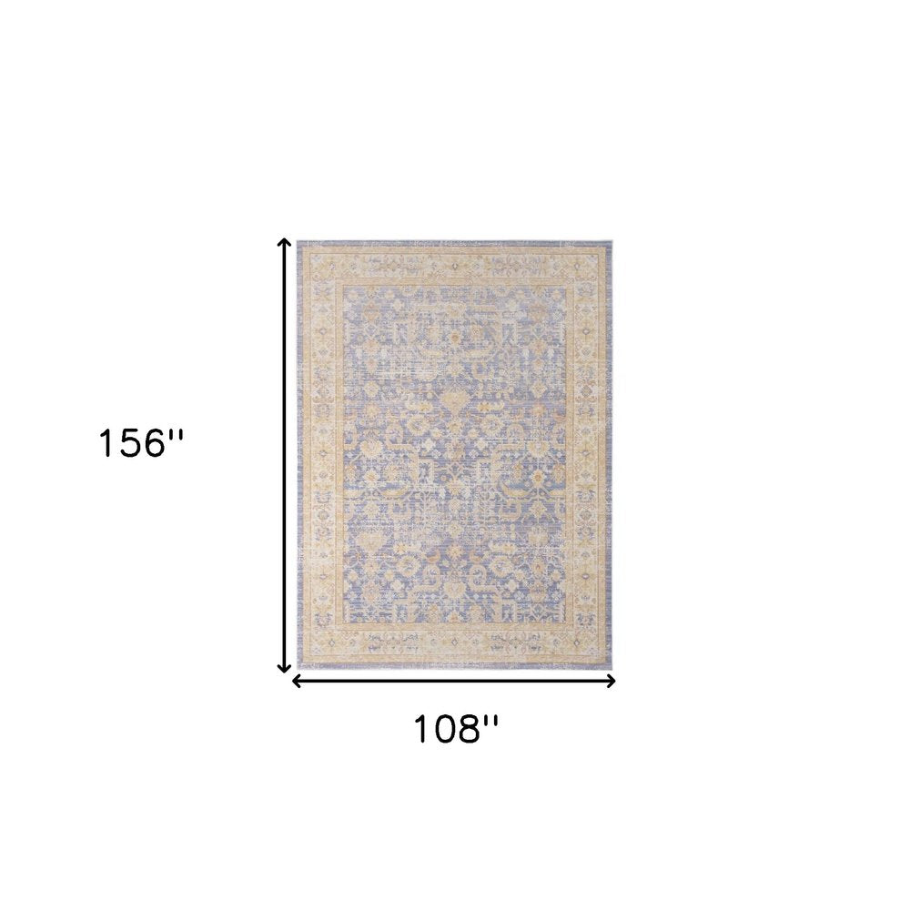 5' X 8' Gray Yellow And Lavender Floral Area Rug