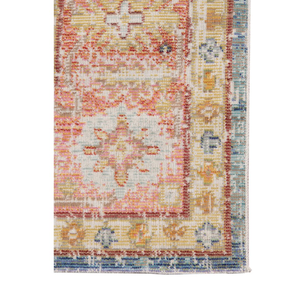 9' X 13' Coral And Blue Oriental Area Rug