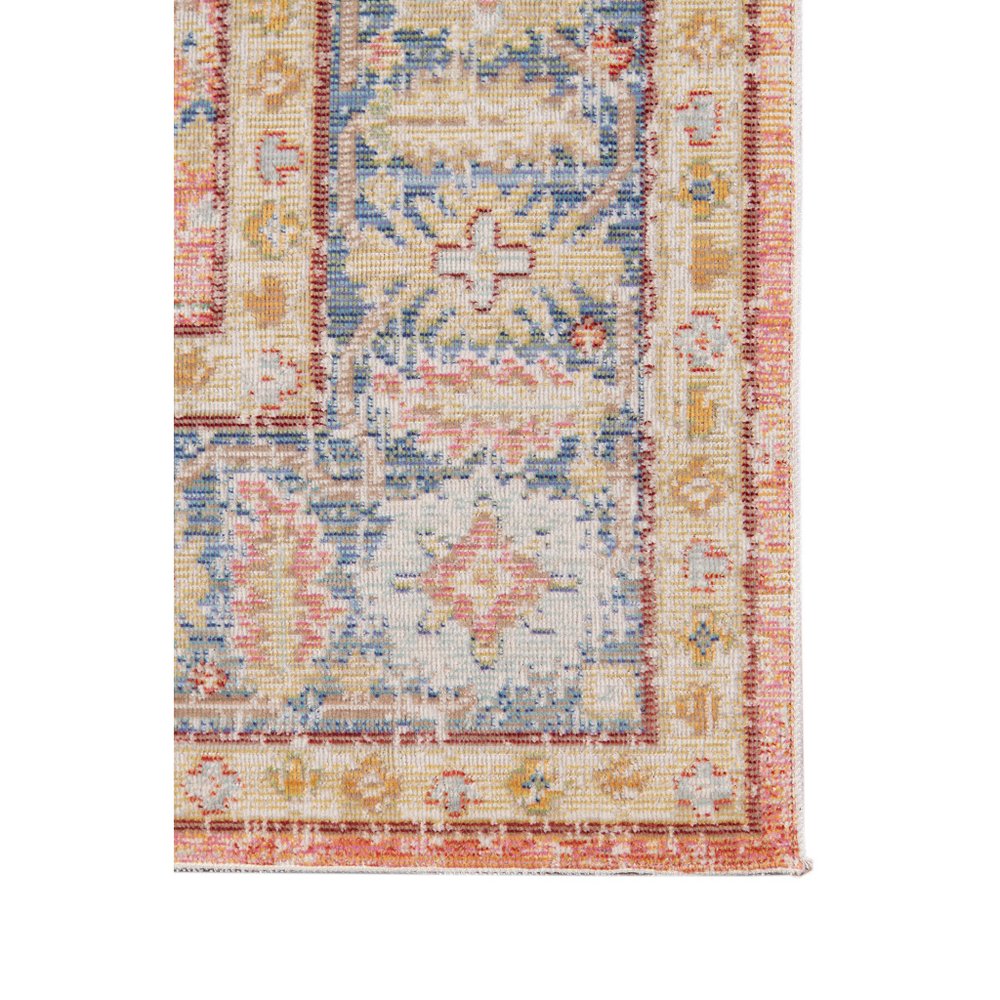 9' X 13' Coral And Blue Oriental Area Rug