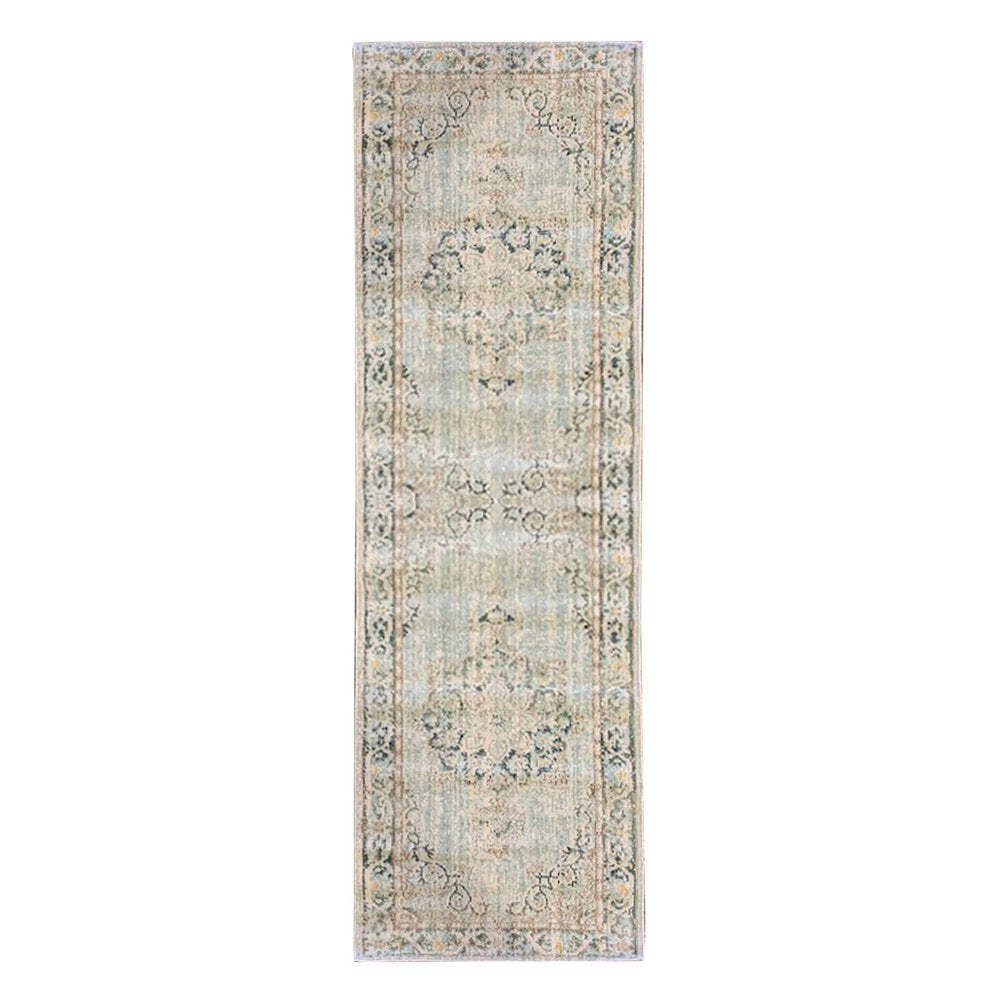 8' X 10' Tan And Light Green Medallion Area Rug