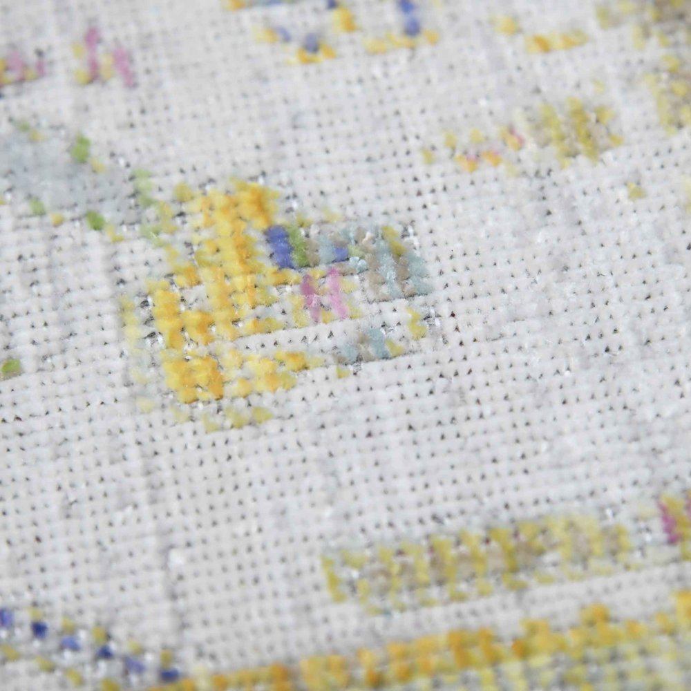 9' X 13' Ivory Blue And Green Floral Area Rug