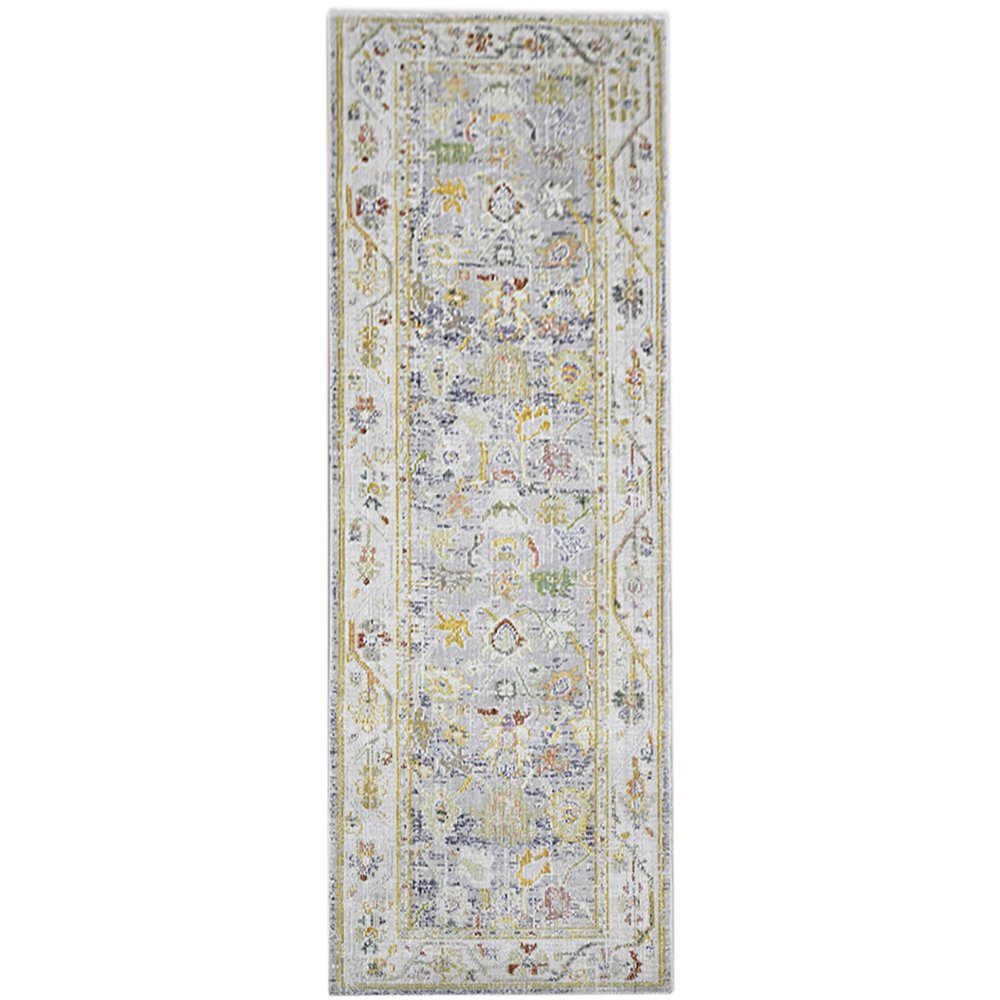 9' X 13' Ivory Blue And Green Floral Area Rug
