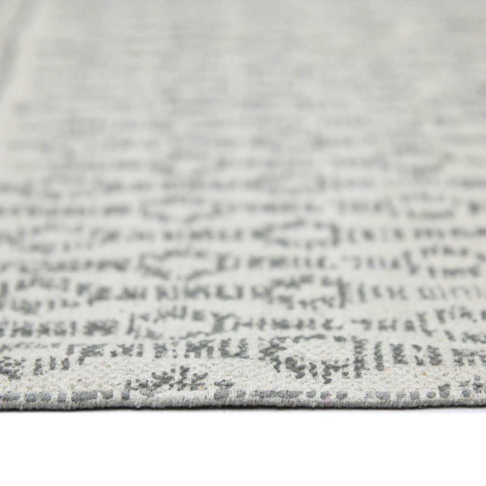 8' X 10' Gray And Ivory Geometric Flatweave Handmade Distressed Area Rug With Fringe