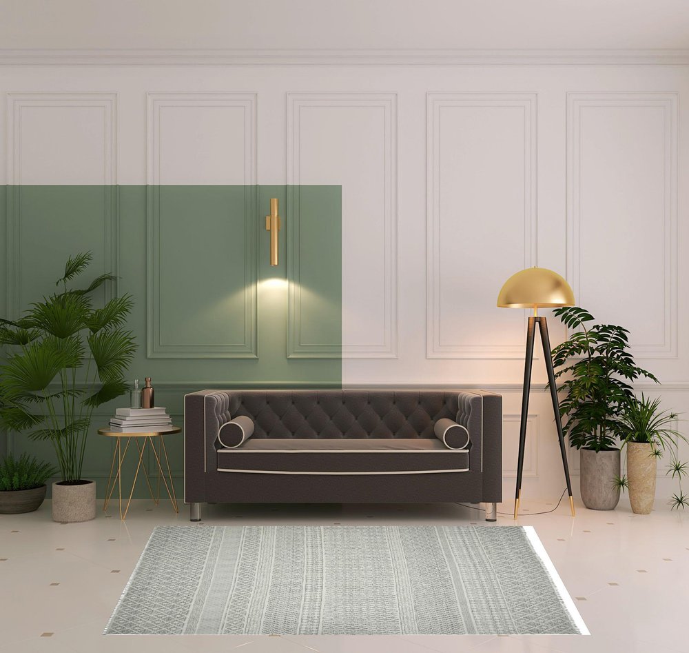 8' X 10' Gray And Ivory Geometric Flatweave Handmade Distressed Area Rug With Fringe