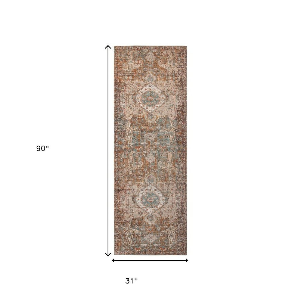 6' X 8' Beige Gray and Taupe Medallion Power Loom Area Rug