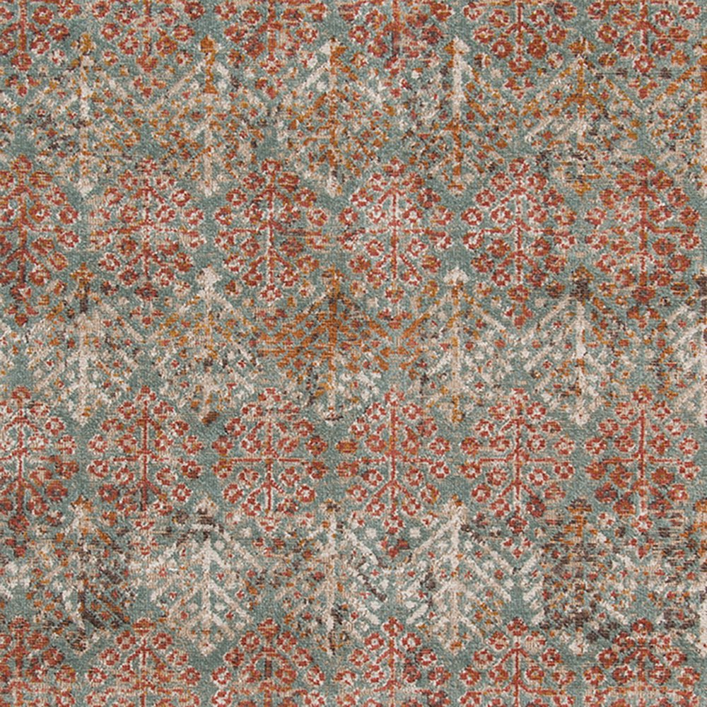 6' X 8' Teal And Orange Medallion Area Rug