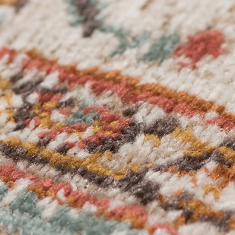 5' X 8' Orange Light Blue And Beige Oriental Area Rug