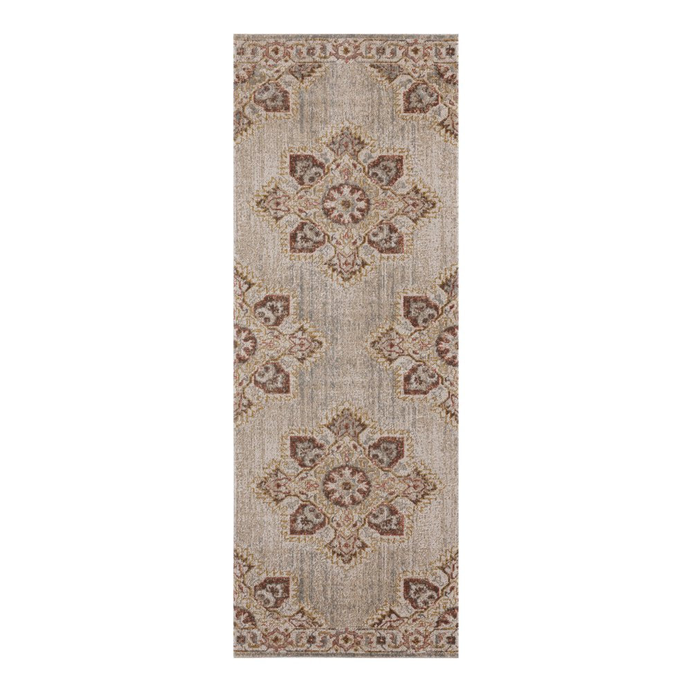 2' X 3' Beige Rust And Teal Medallion Area Rug
