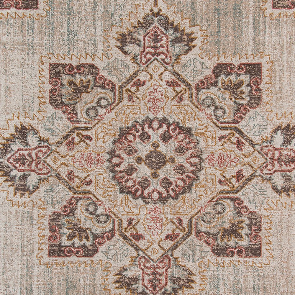2' X 3' Beige Rust And Teal Medallion Area Rug