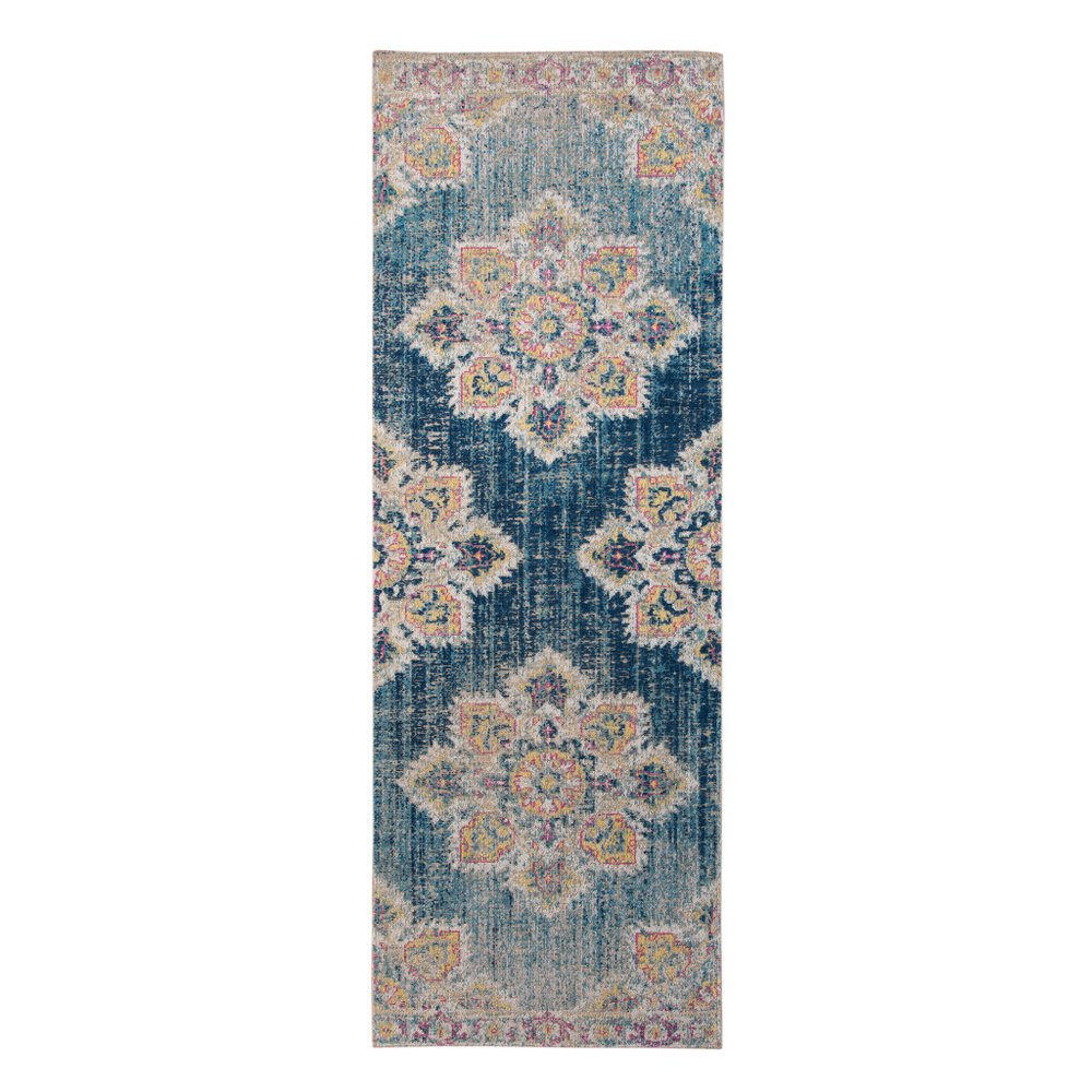 10' X 14' Blue Rust And Beige Medallion Area Rug