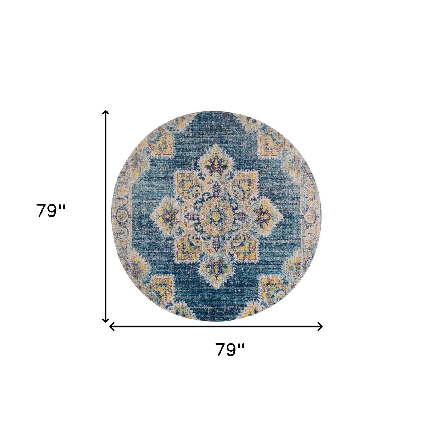10' X 14' Blue Rust And Beige Medallion Area Rug