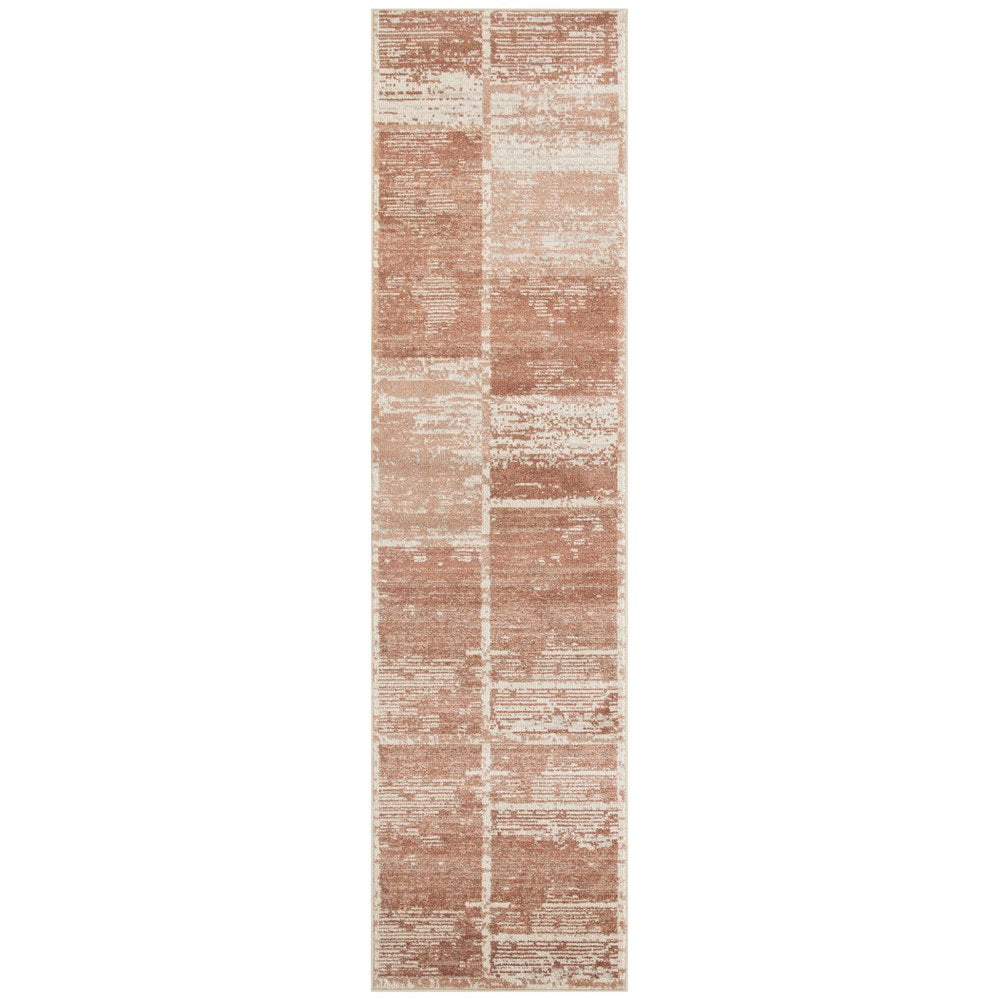 10' Sand And Ivory Geometric Runner Rug