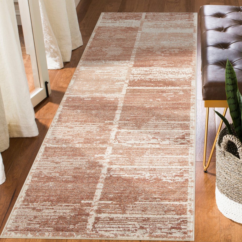 10' Sand And Ivory Geometric Runner Rug
