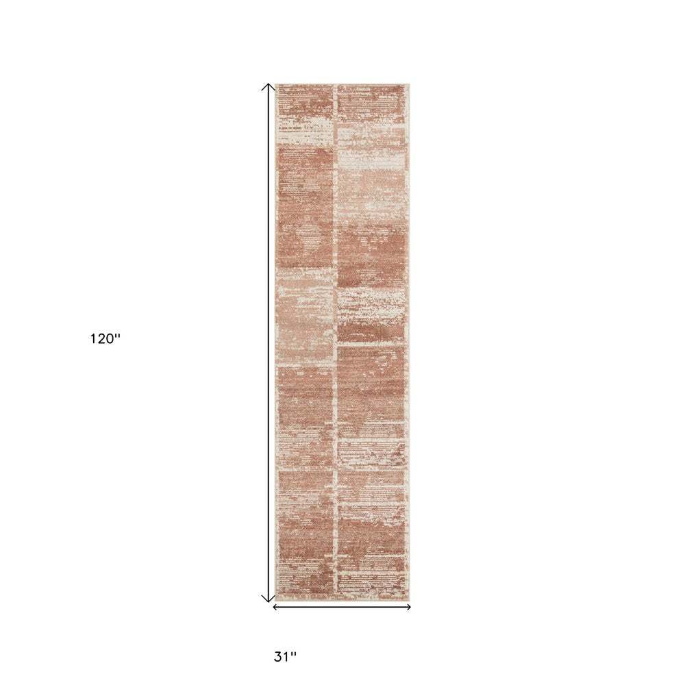 10' Sand And Ivory Geometric Runner Rug