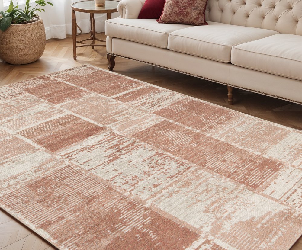 10' Sand And Ivory Geometric Runner Rug