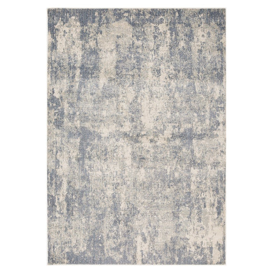 6' X 9' Light Gray Blue And Ivory Abstract Area Rug