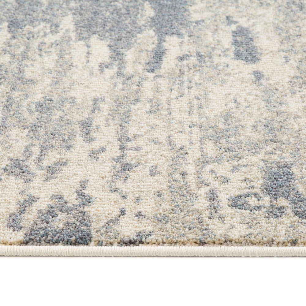 10' Ivory Blue And Gray Abstract Runner Rug