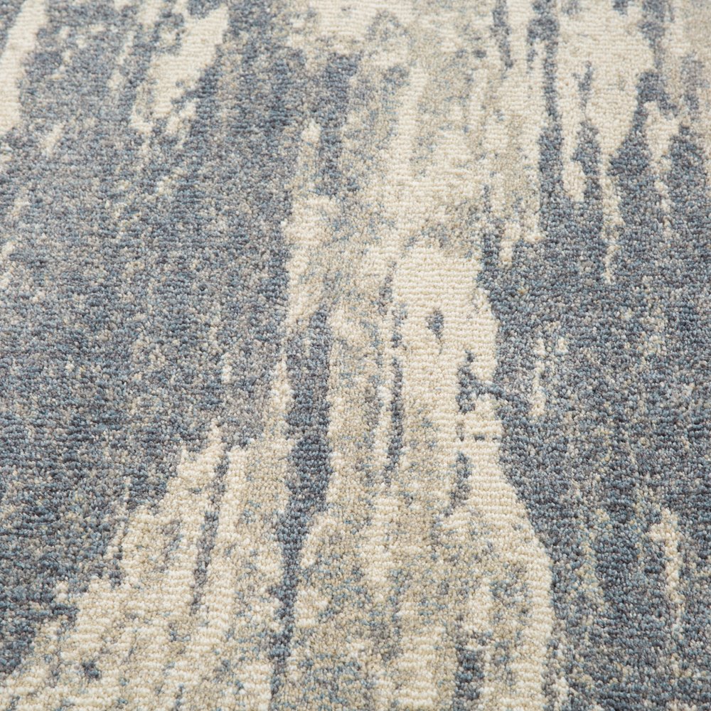 10' Ivory Blue And Gray Abstract Runner Rug