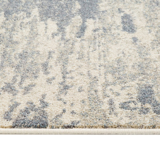 10' Ivory Blue And Gray Abstract Runner Rug