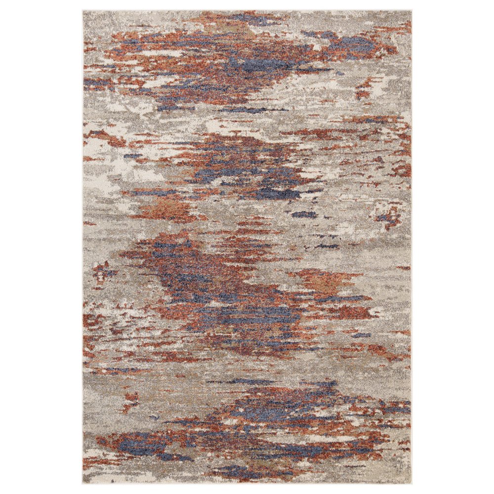 10' Beige Rust And Blue Abstract Runner Rug