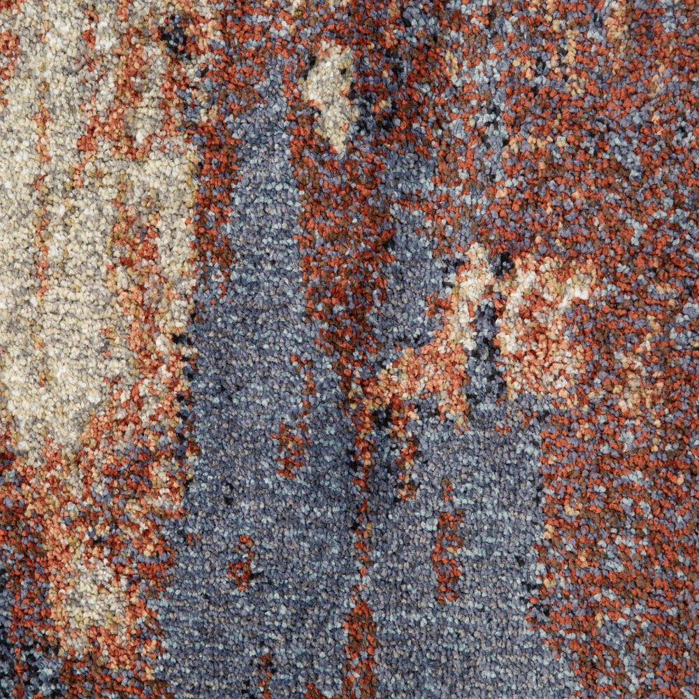 10' Beige Rust And Blue Abstract Runner Rug