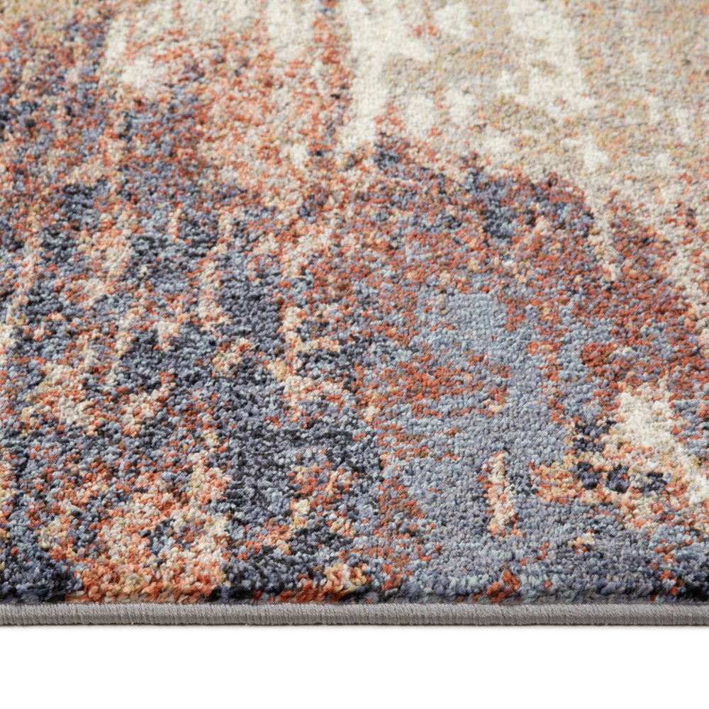 10' Beige Rust And Blue Abstract Runner Rug