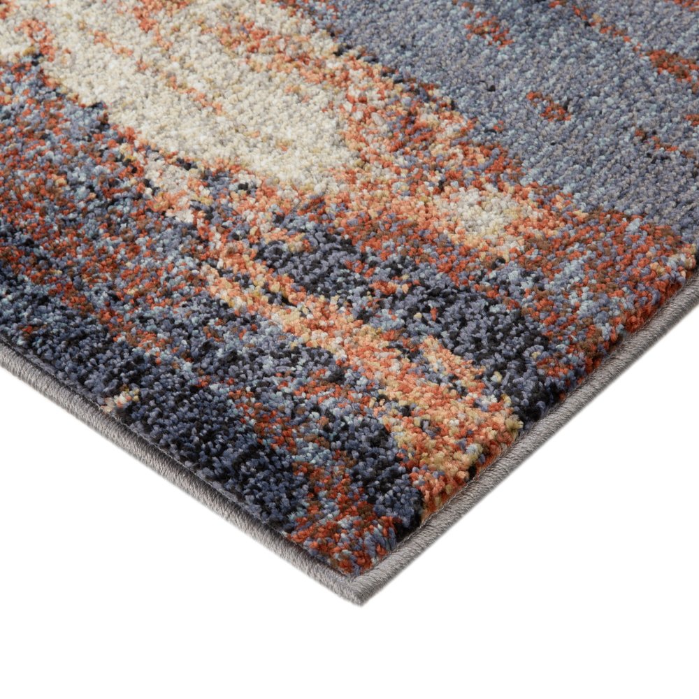 10' Beige Rust And Blue Abstract Runner Rug