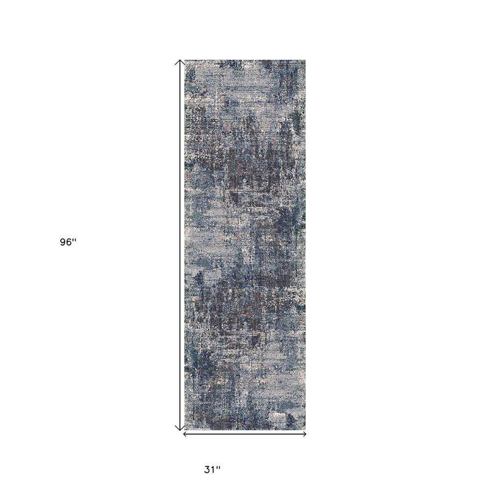 8' Ivory And Gray Abstract Runner Rug