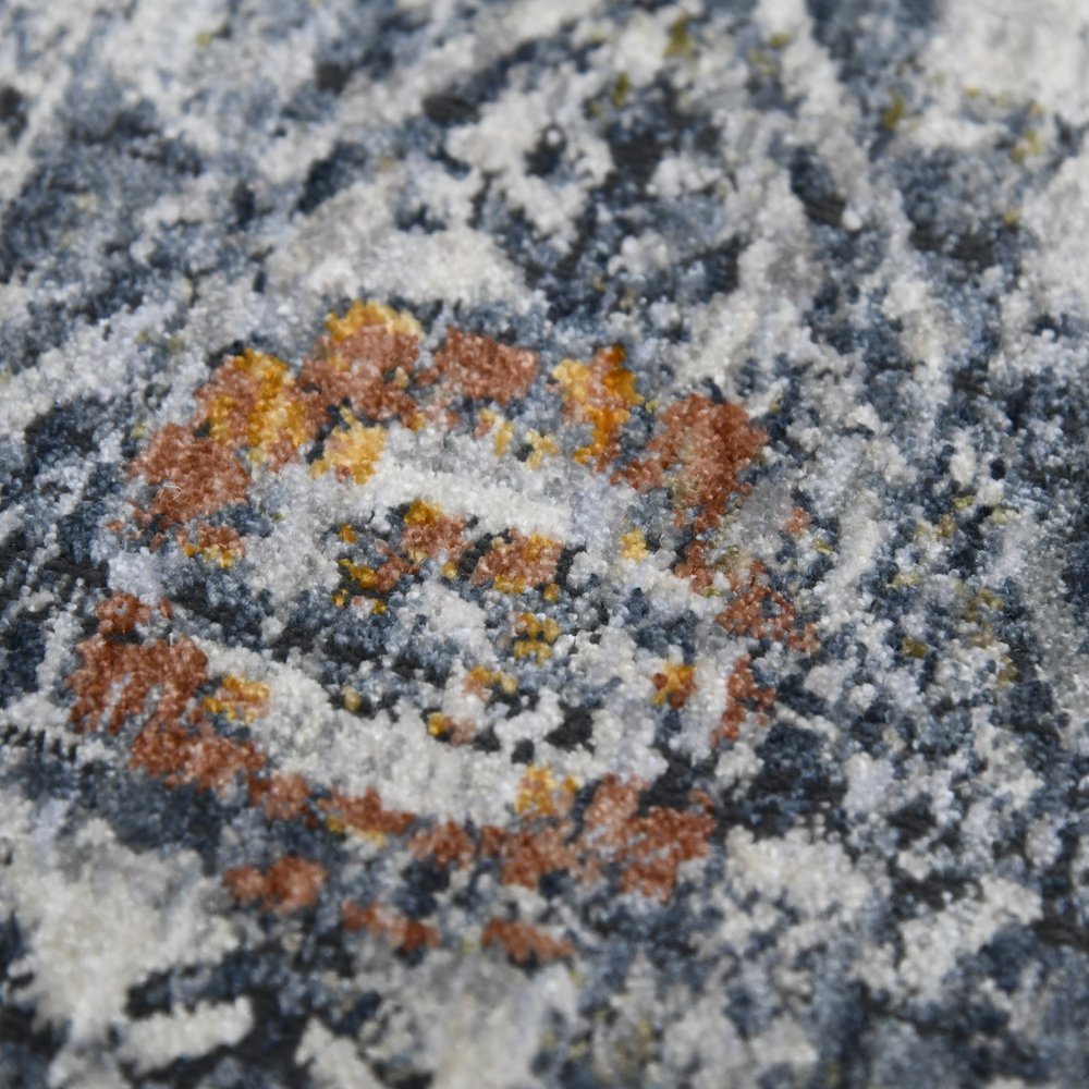 5' X 8' Ivory Gray And Rust Oriental Area Rug