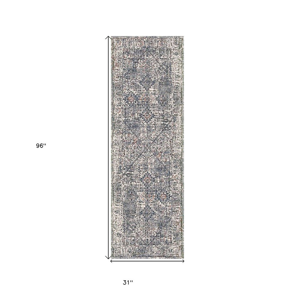 5' X 8' Ivory Gray And Rust Oriental Area Rug