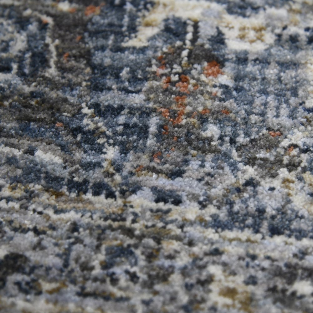 5' X 8' Ivory Blue And Gray Oriental Area Rug