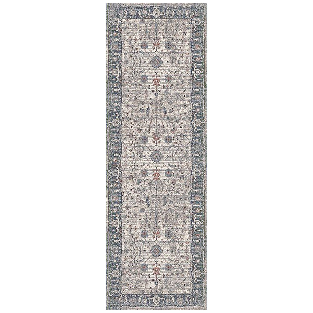 5' X 8' Ivory Blue And Gray Oriental Area Rug