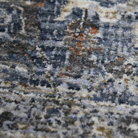 5' X 8' Ivory Blue And Gray Oriental Area Rug