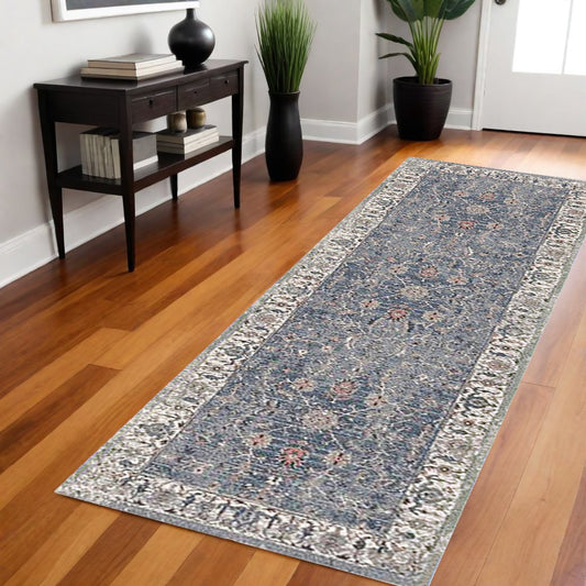 5' X 8' Ivory Charcoal And Brick Red Oriental Area Rug