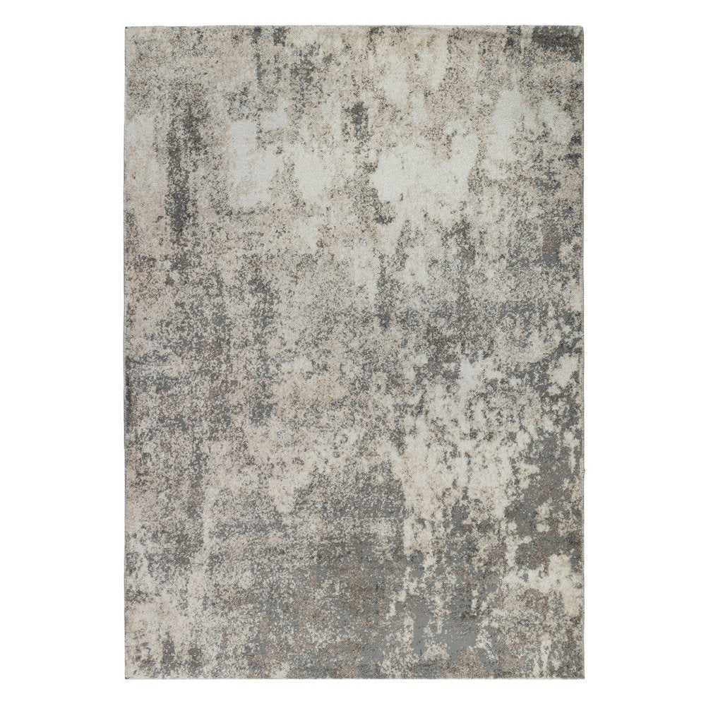 8' Ivory And Gray Abstract Runner Rug