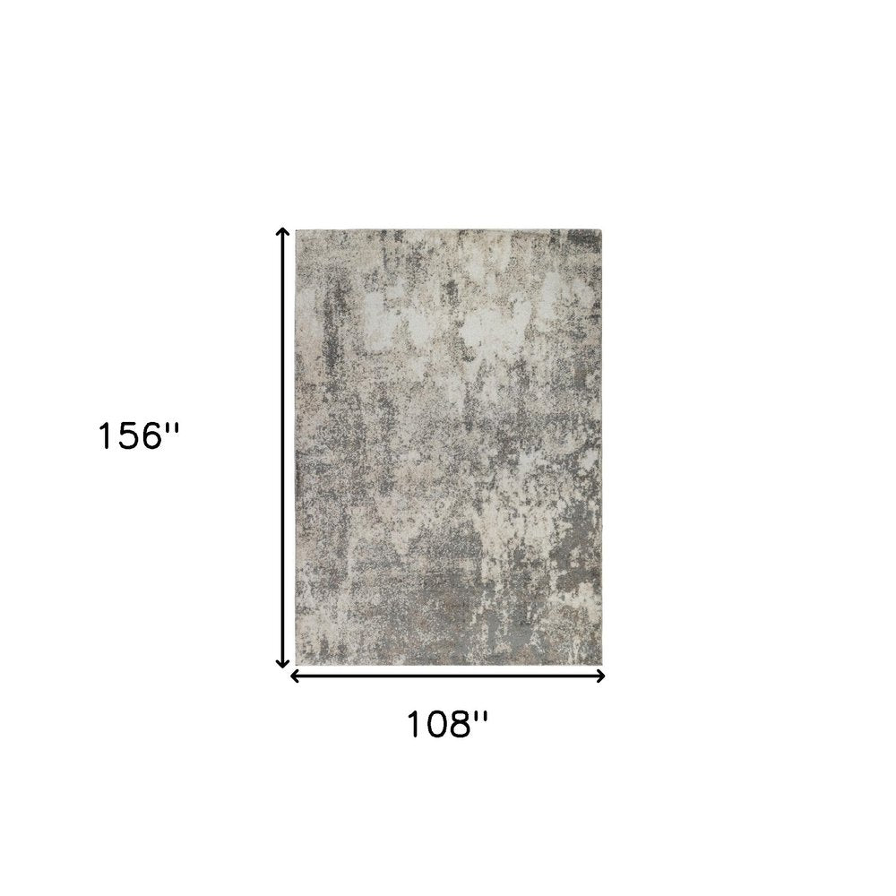 8' Ivory And Gray Abstract Runner Rug