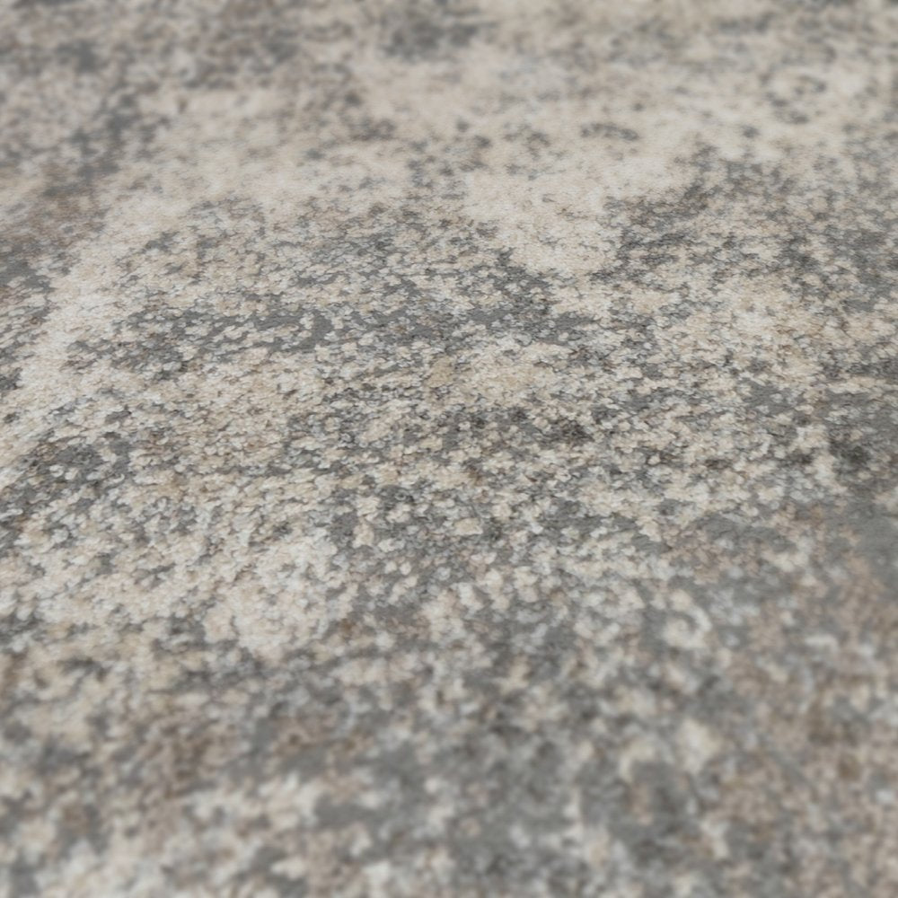 8' Ivory And Gray Abstract Runner Rug