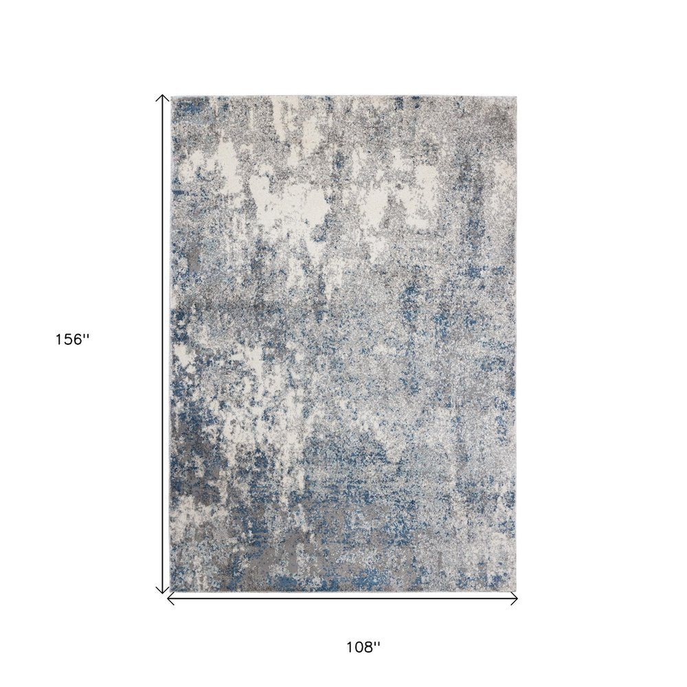 8' X 10' Gray And Light Blue Abstract Area Rug