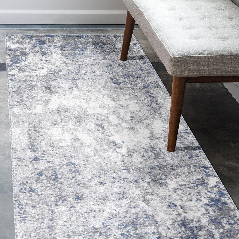 8' X 10' Gray And Light Blue Abstract Area Rug