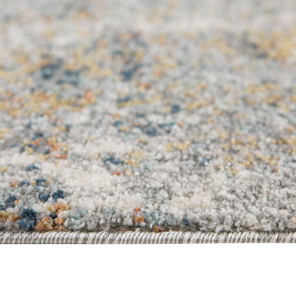 5' X 8' Ivory Blue And Yellow Abstract Area Rug