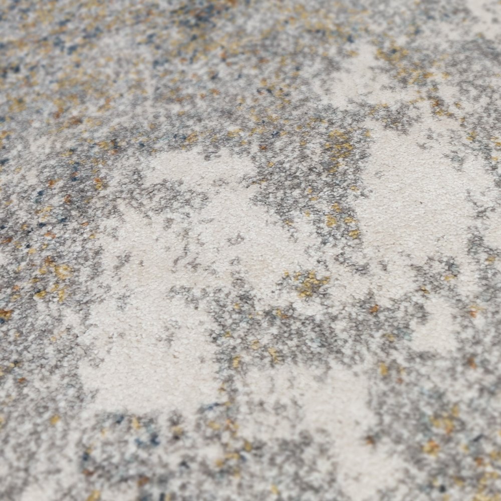 5' X 8' Ivory Blue And Yellow Abstract Area Rug