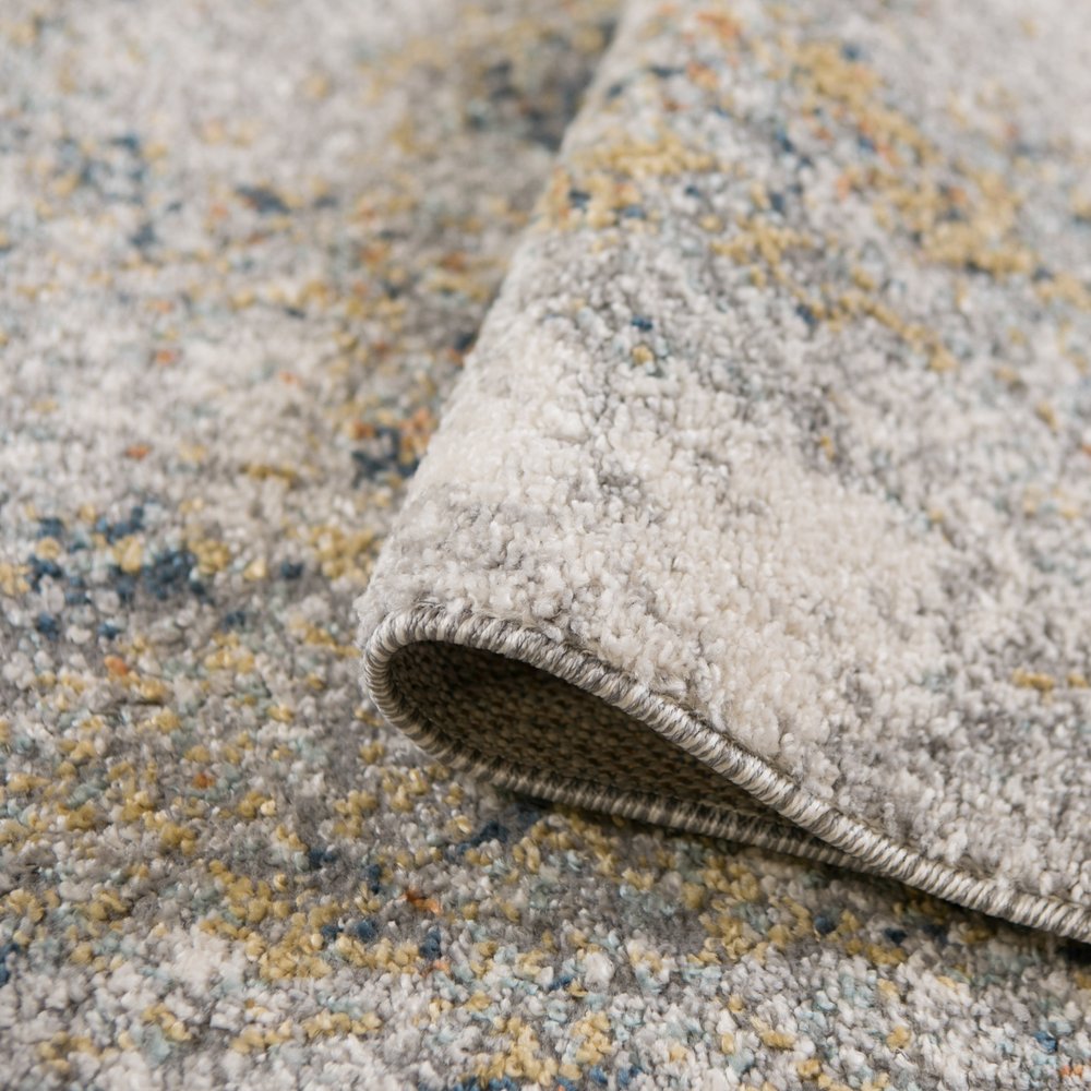 5' X 8' Ivory Blue And Yellow Abstract Area Rug