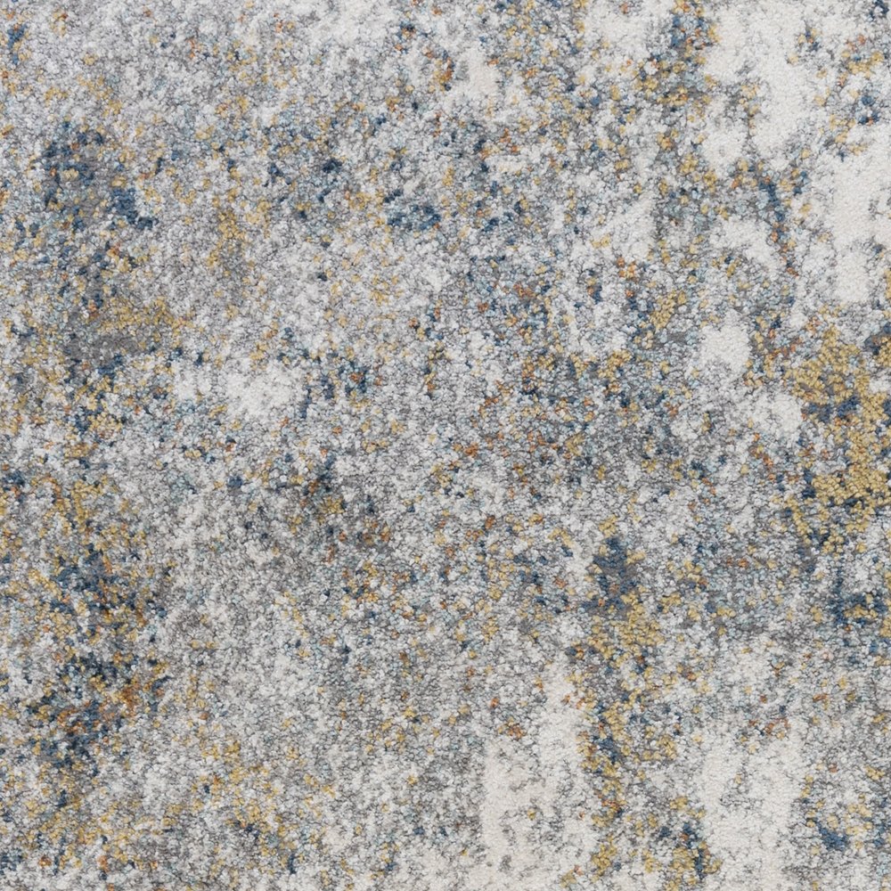 5' X 8' Ivory Blue And Yellow Abstract Area Rug