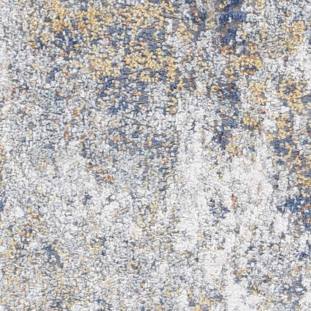 5' X 8' Ivory Blue And Yellow Abstract Area Rug