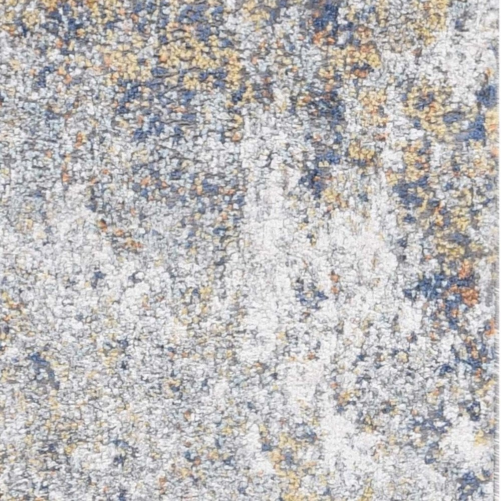 5' X 8' Ivory Blue And Yellow Abstract Area Rug