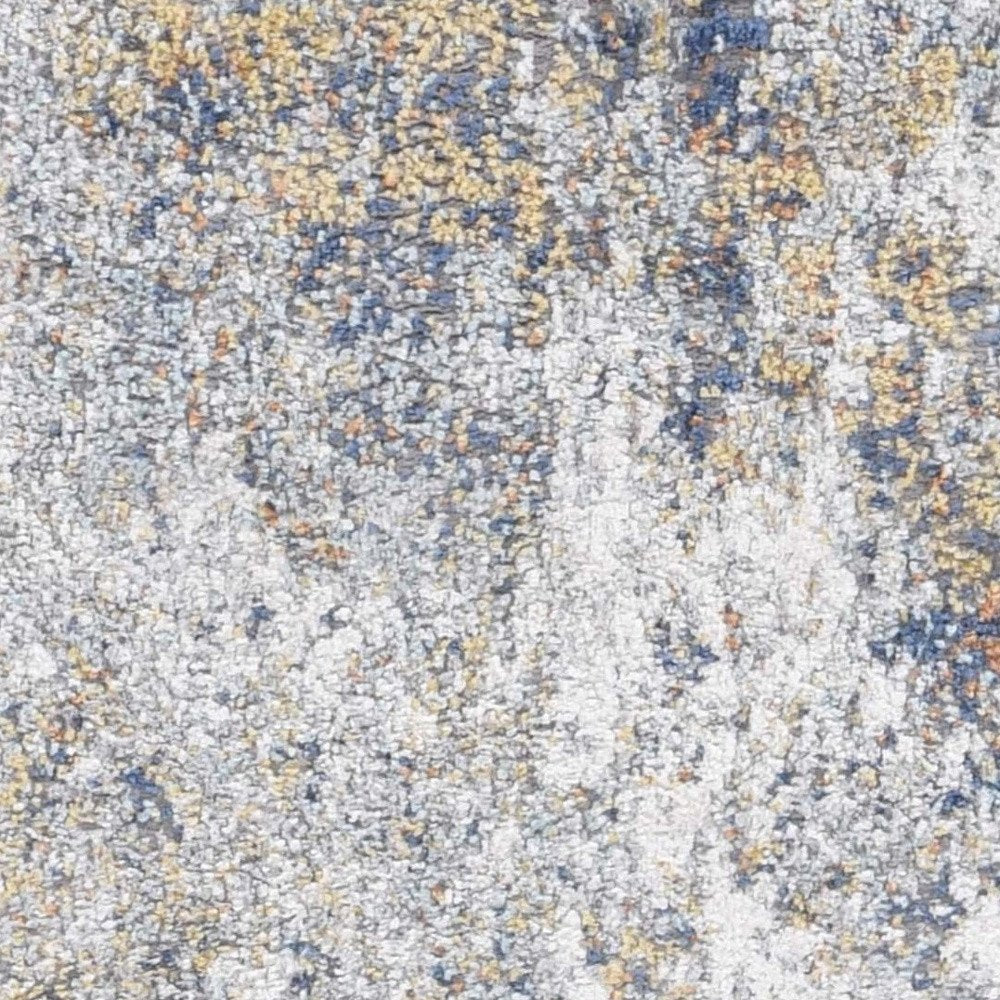 5' X 8' Ivory Blue And Yellow Abstract Area Rug