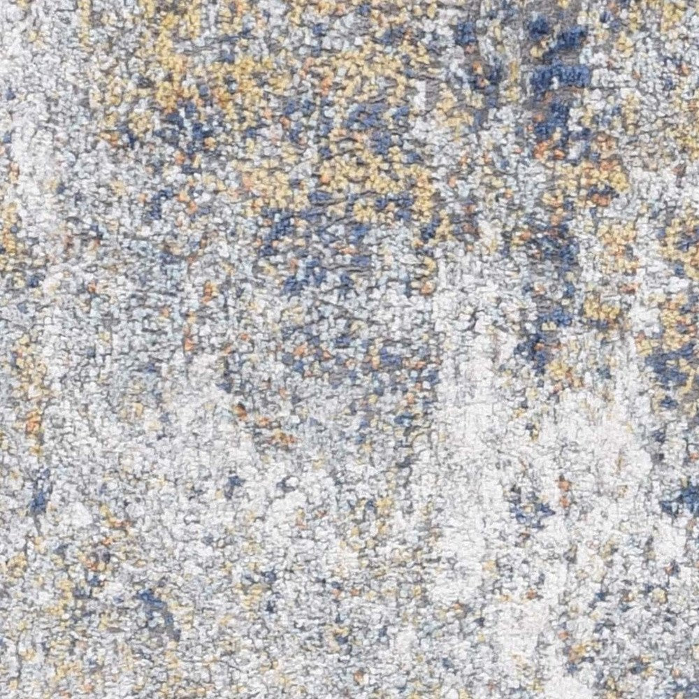 5' X 8' Ivory Blue And Yellow Abstract Area Rug