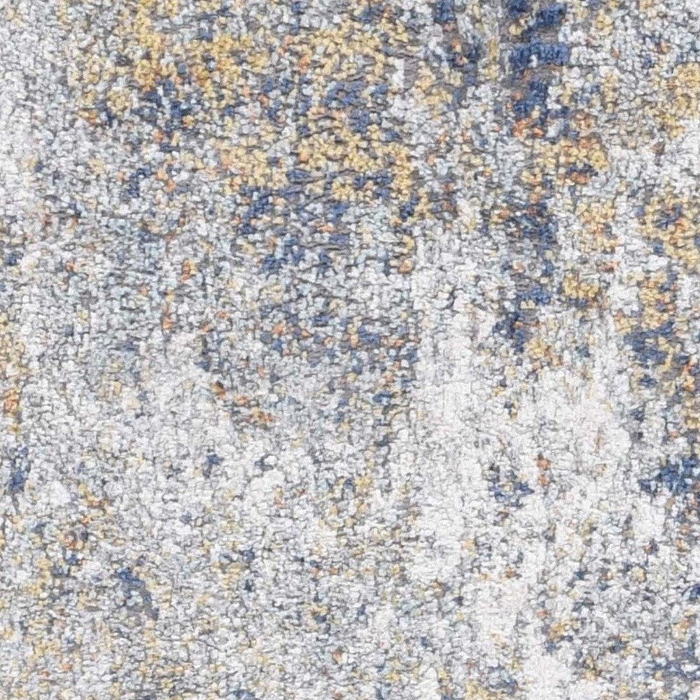 5' X 8' Ivory Blue And Yellow Abstract Area Rug