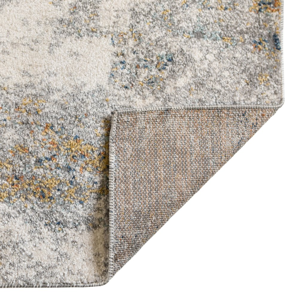 5' X 8' Ivory Blue And Yellow Abstract Area Rug