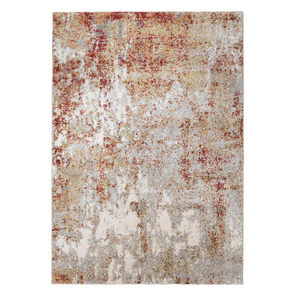 2' X 3' Ivory Red And Gray Abstract Area Rug